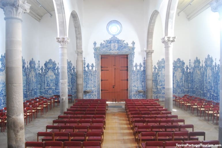 The rococo tile panels inside Misericórdia Church, Tavira